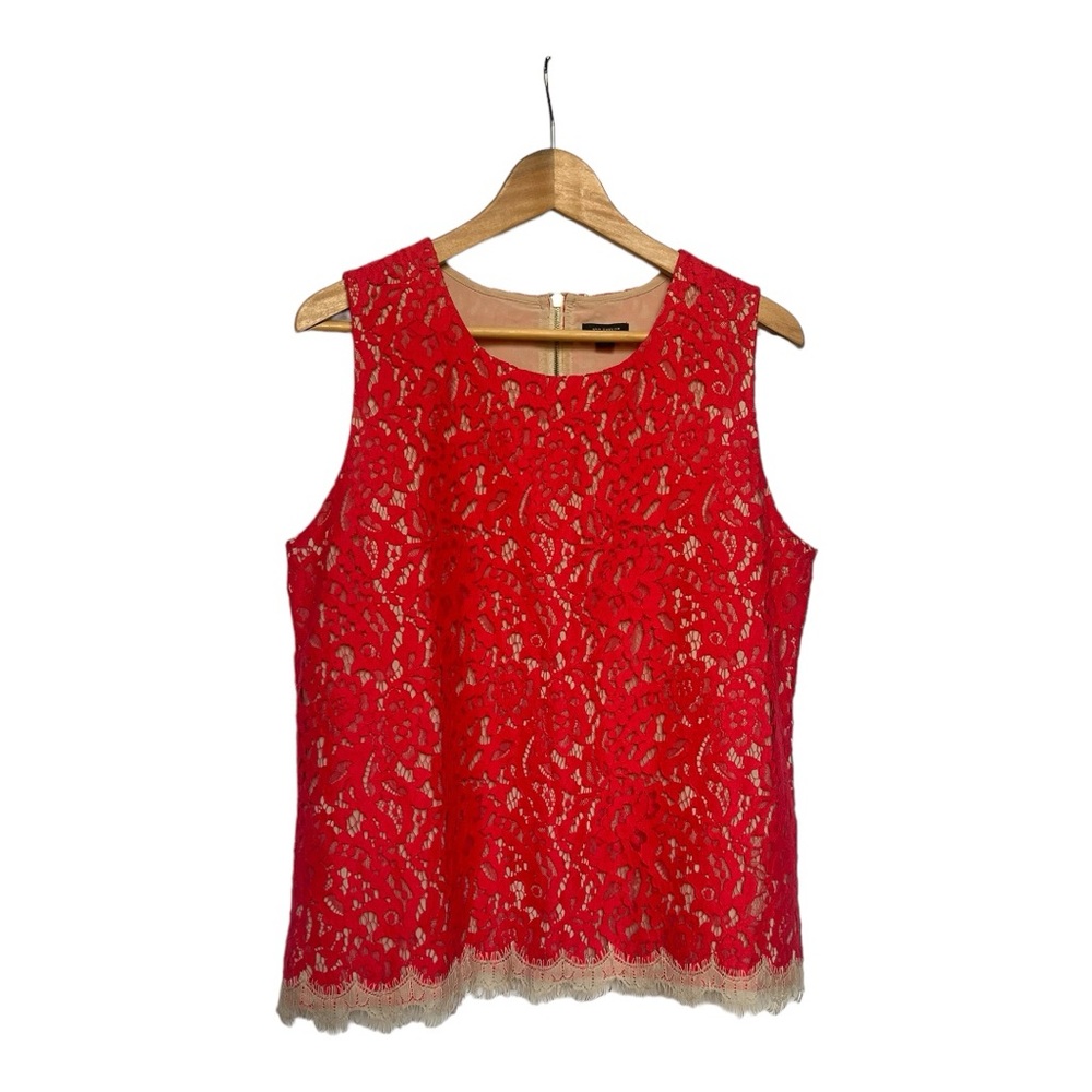 Ann Taylor red lace sleeveless top fully lined. Size 12.